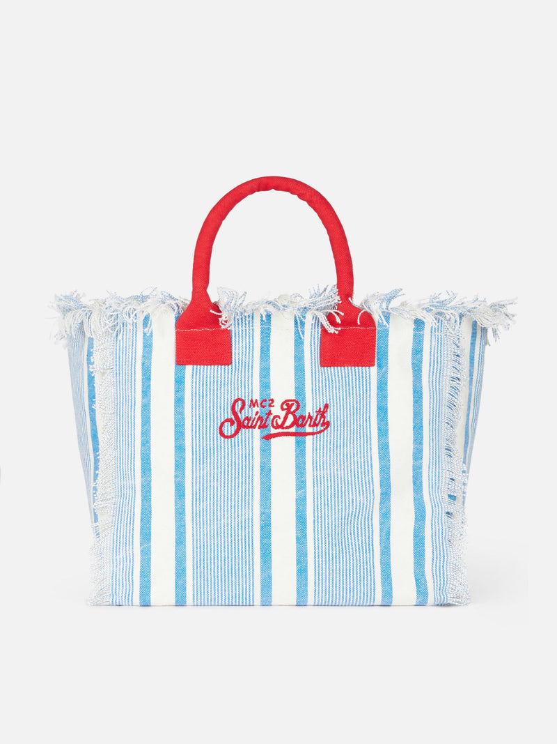 St. Tropez Beach Club striped cotton canvas Vanity tote bag