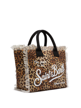 Cotton canvas Vanity tote bag with leopard print - MC2 Saint Barth