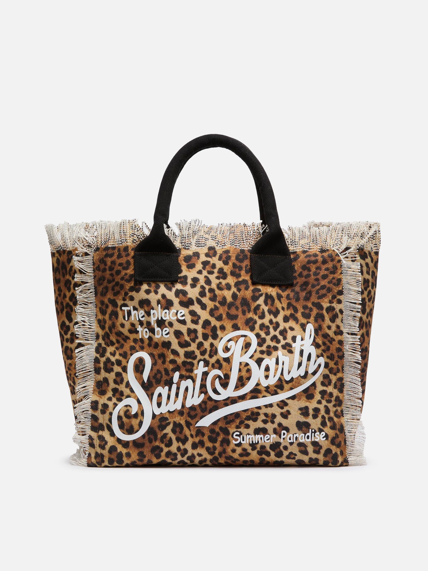 Cotton canvas Vanity tote bag with leopard  print