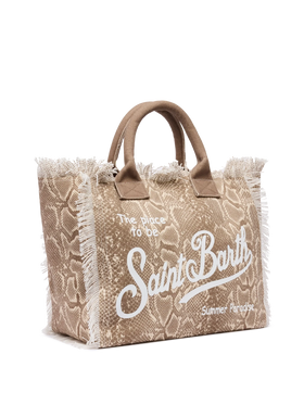 Cotton canvas Vanity tote bag with snake skin print - MC2 Saint Barth