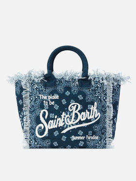 Borsa Vanity regular in canvas azzurro con stampa bandana