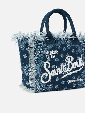 Borsa Vanity regular in canvas azzurro con stampa bandana