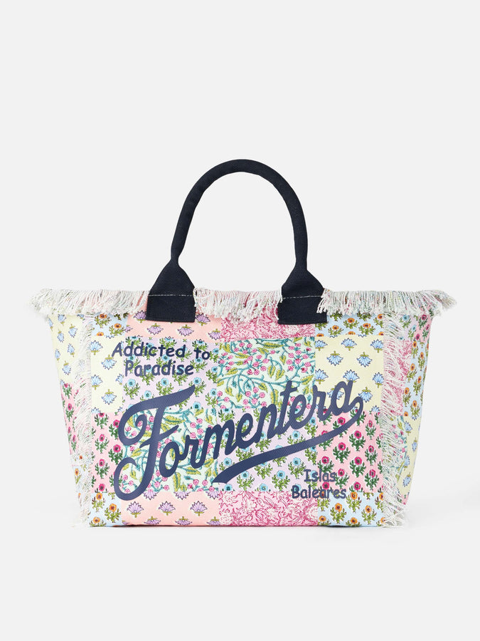 Mc2 Saint Barth Borsa tote Vanity in tela di cotone con applicazione di fiori Formentera