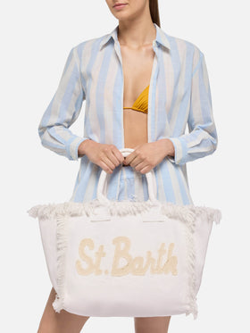 Cotton canvas Vanity tote bag with St. Barth patch logo - MC2 Saint Barth