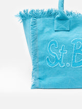 Light blue cotton canvas Vanity tote bag with logo patch