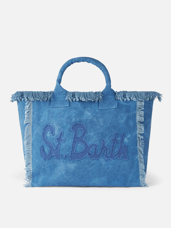 Mc2 Saint Barth Denim cotton canvas Vanity tote bag with logo bag