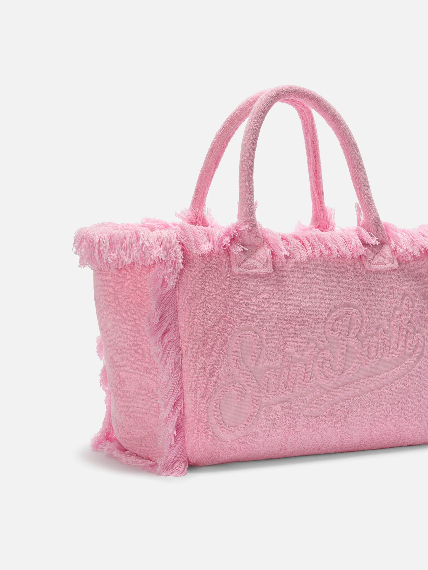 Borsa Vanity regular in tessuto effetto spugna rosa tinta unita