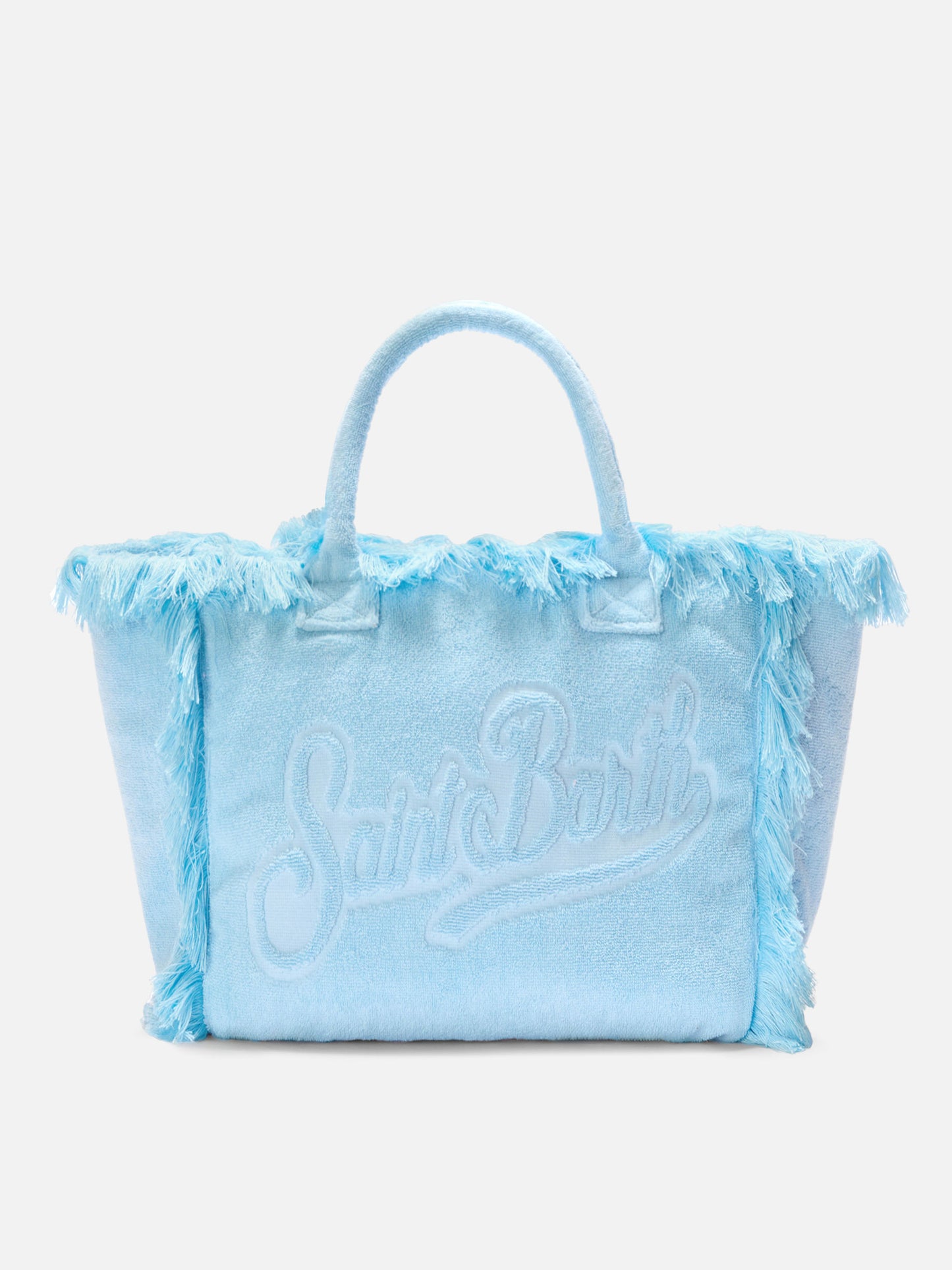 Borsa Vanity regular in tessuto effetto spugna azzurro tinta unita