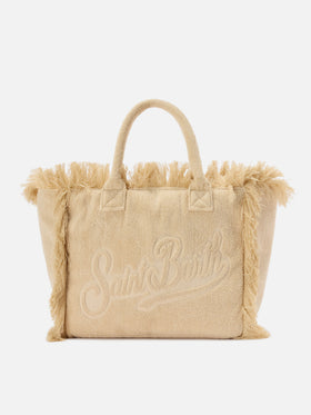 Beige solid color terry effect Vanity regular bag