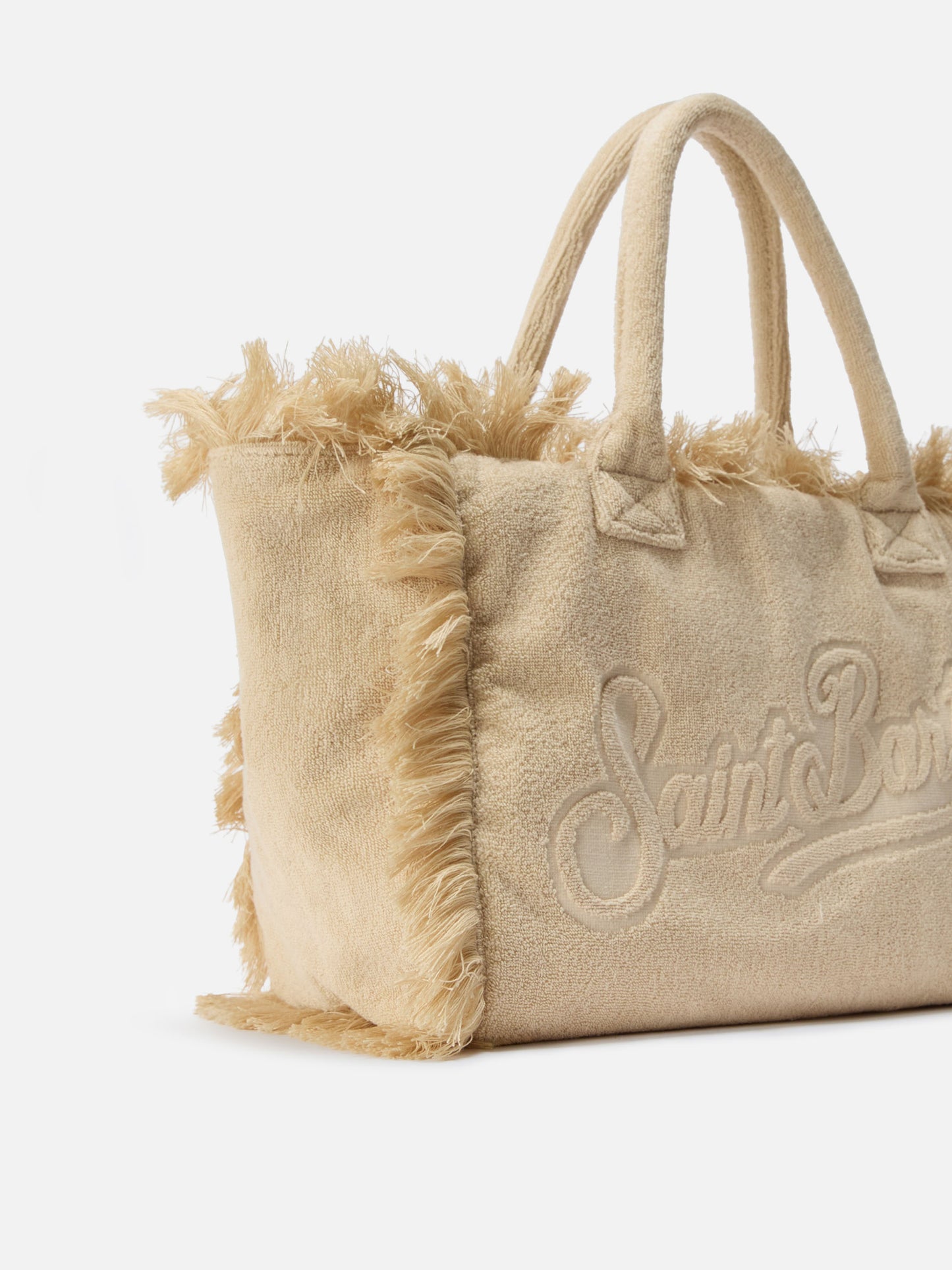Beige solid color terry effect Vanity regular bag