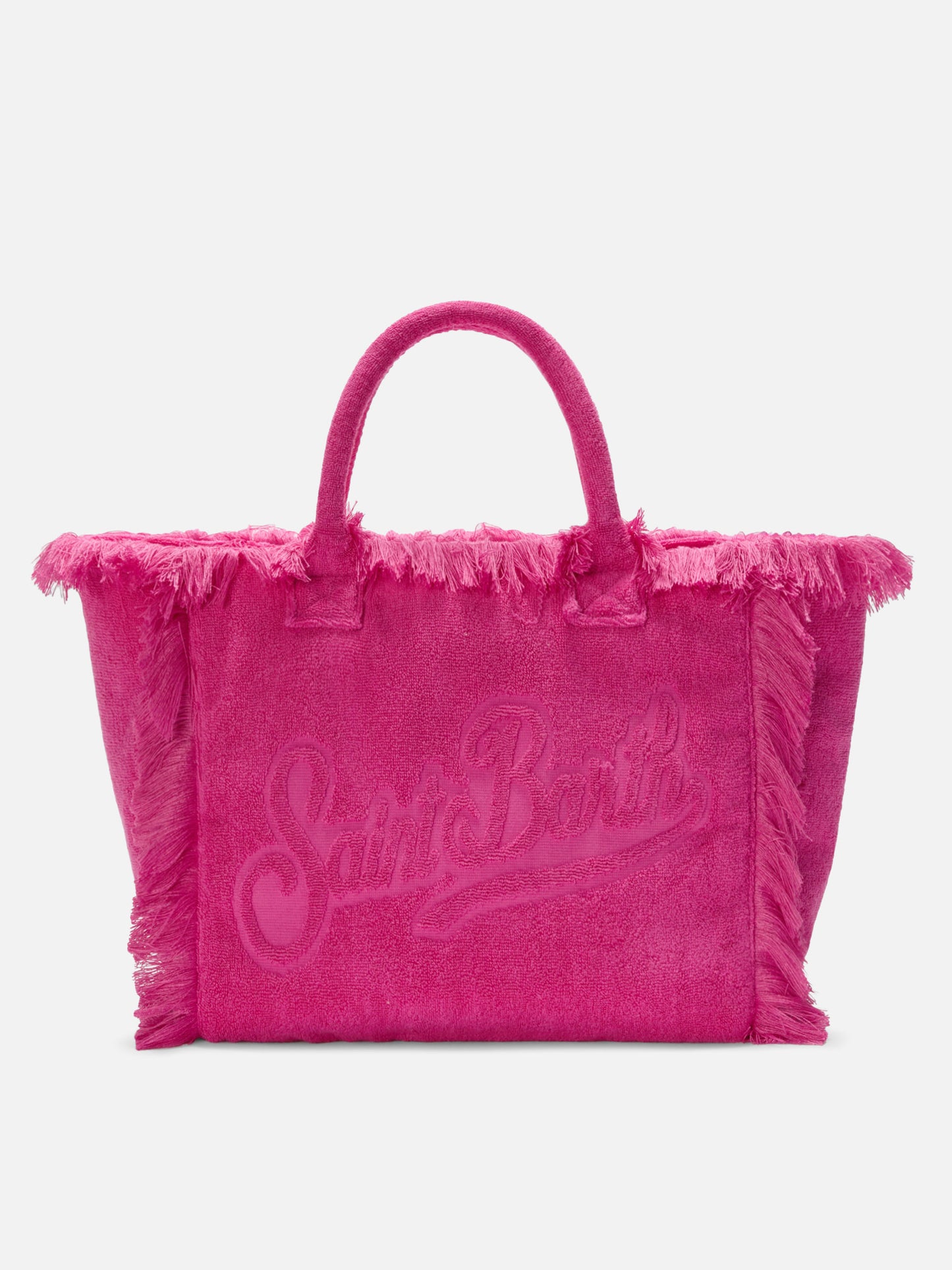 Borsa Vanity regular in tessuto effetto spugna fucsia tinta unita