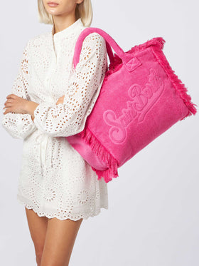Vanity Terry fuchsia tote bag with embossed logo - MC2 Saint Barth