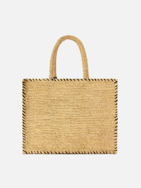 Regular Vanity raffia bag with black details