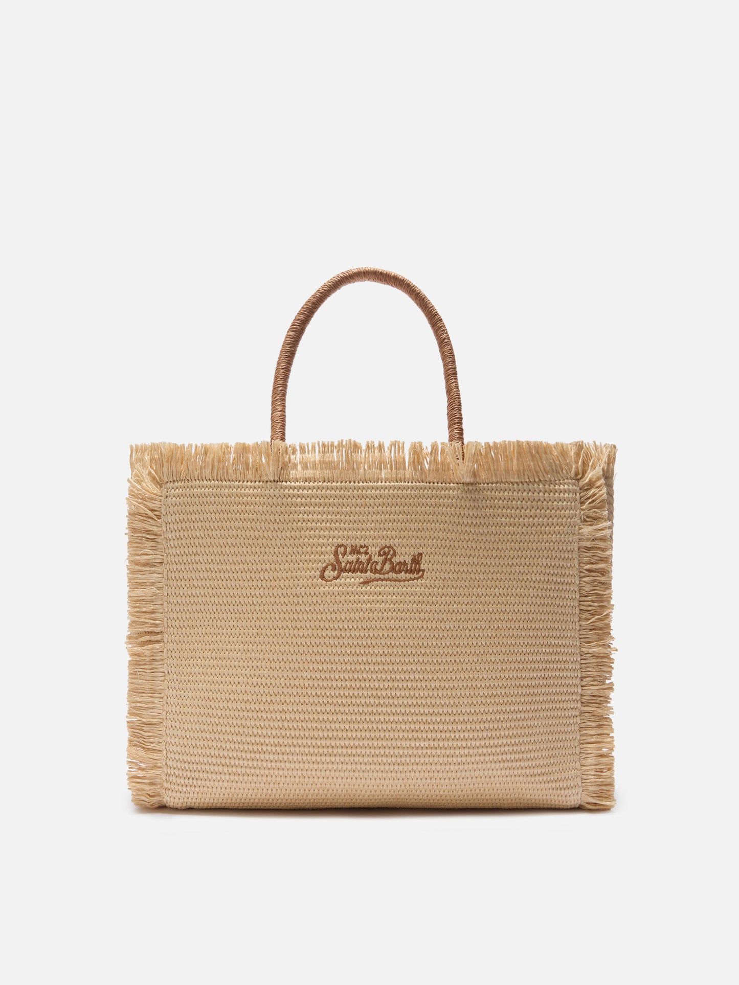 Regular Vanity straw effect bag with embroidered logo