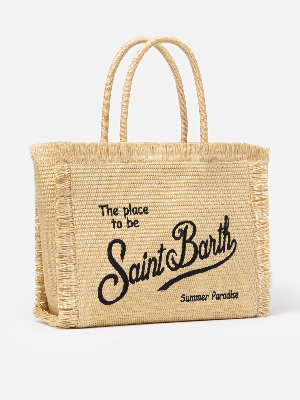 Borsa a spalla Vanity effetto paglia beige – MC2 Saint Barth