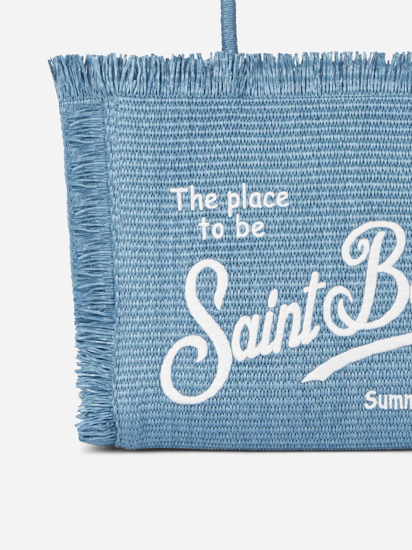 Denim blue straw effect Vanity tote bag - MC2 Saint Barth