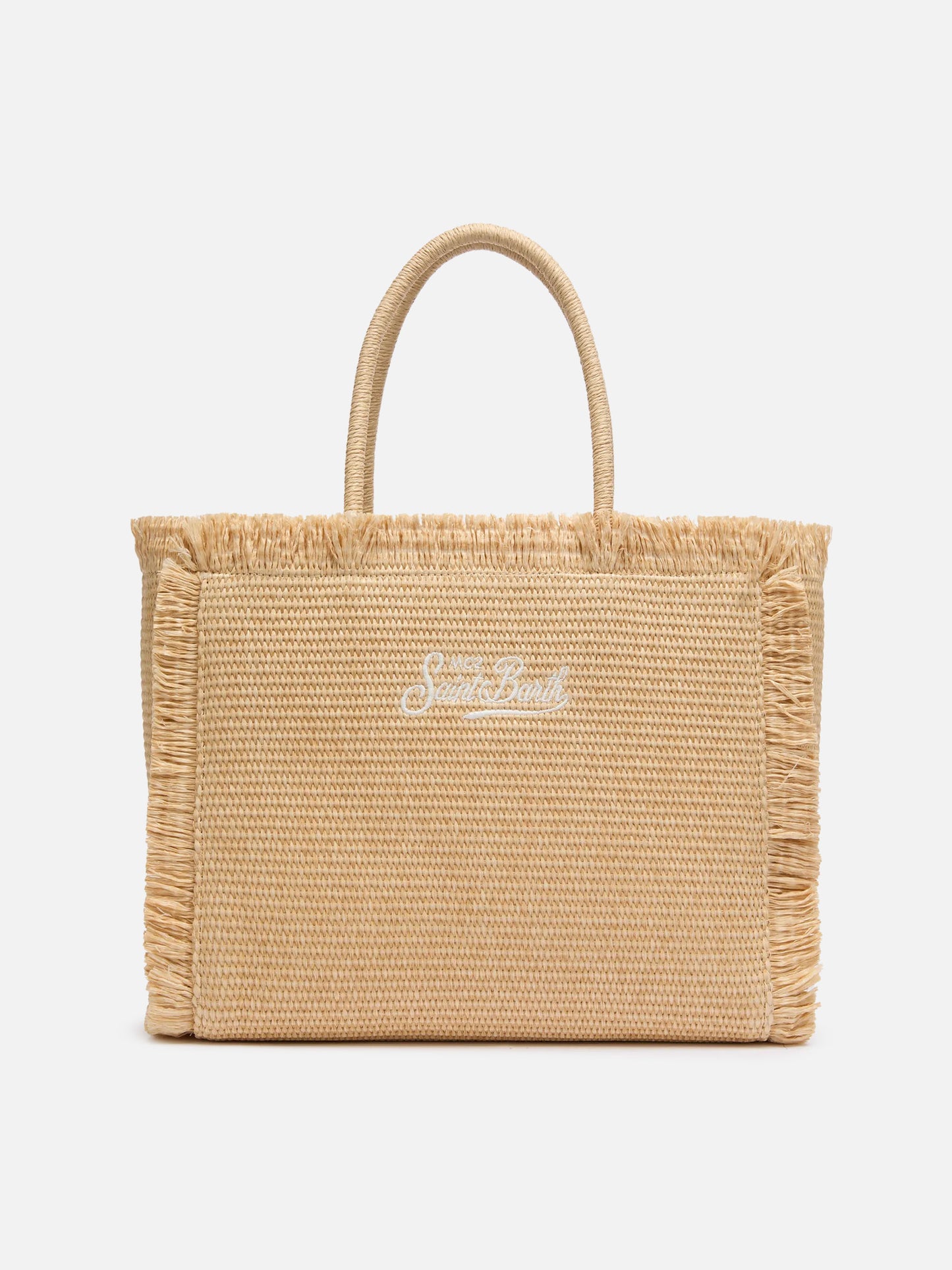 Beige straw effect Vanity tote bag