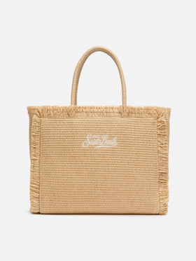 Beige straw effect Vanity tote bag