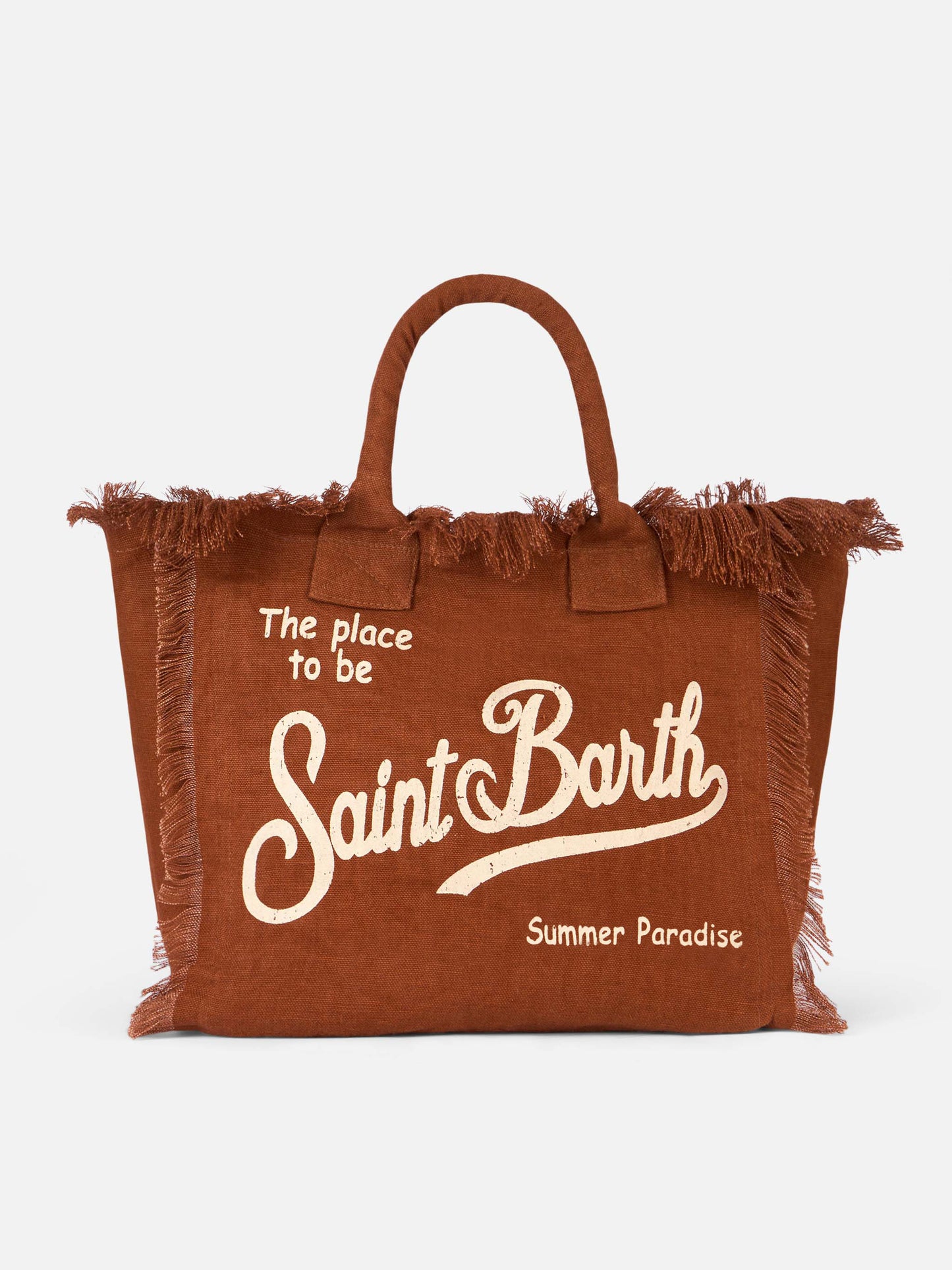 Borsa a spalla Vanity in 100% LINO marrone