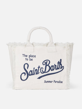 Vanity Schultertasche aus cremefarbenem Leinen (100 %)