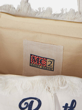 Vanity Schultertasche aus cremefarbenem Leinen (100 %)