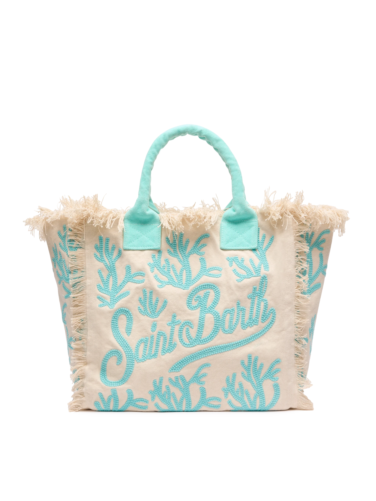 Vanity Rug white and water green cotton tote bag - MC2 Saint Barth