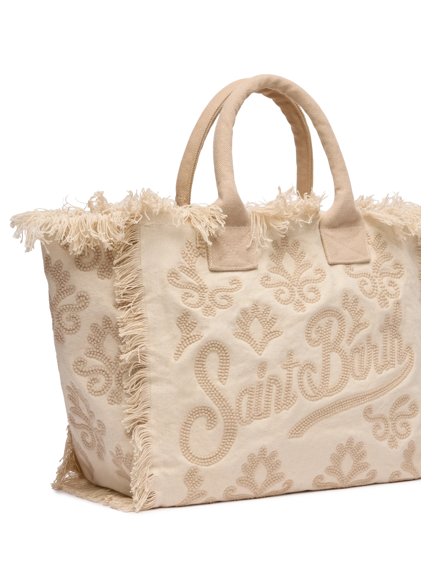 Borsa Vanity regular in canvas con ricamo lily tufting beige