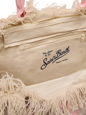 Vanity Rug white and pink cotton tote bag - MC2 Saint Barth