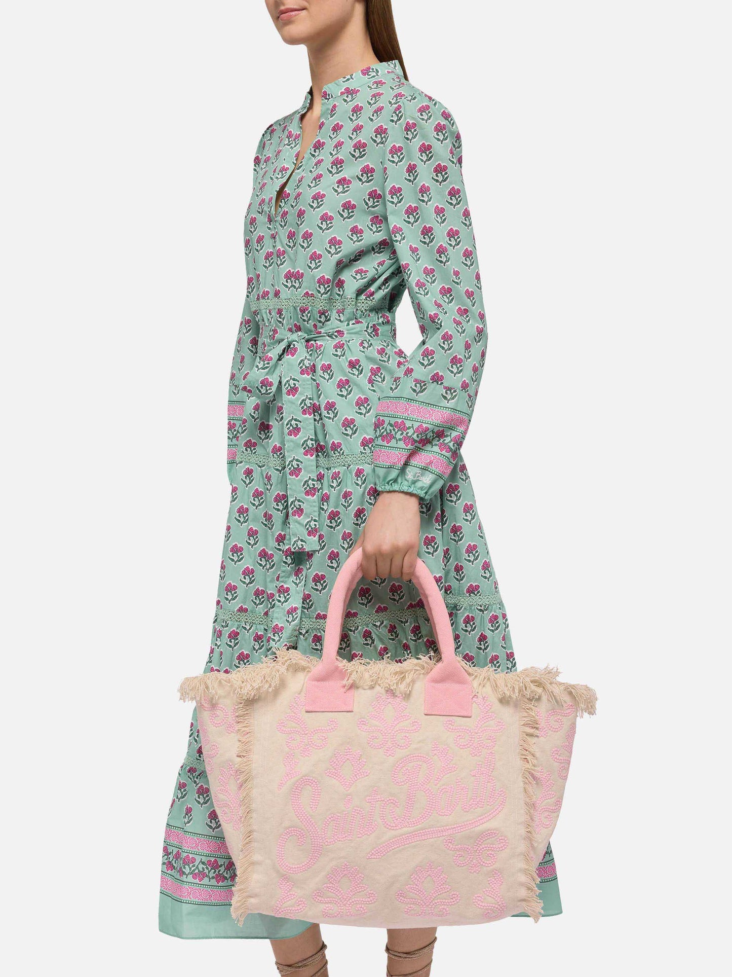 Vanity Rug white and pink cotton tote bag - MC2 Saint Barth