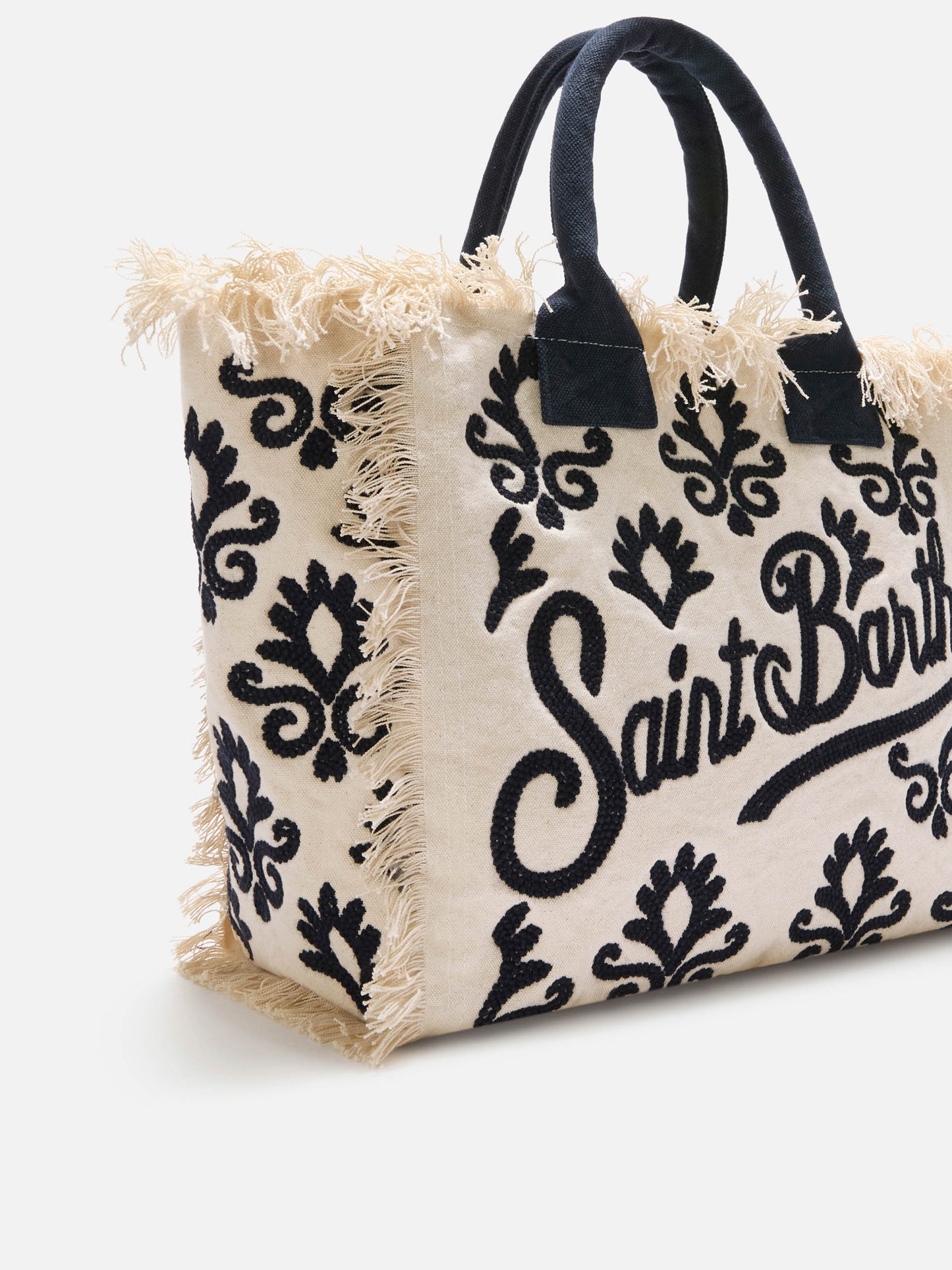 Borsa Vanity regular in canvas con ricamo lily tufting blu