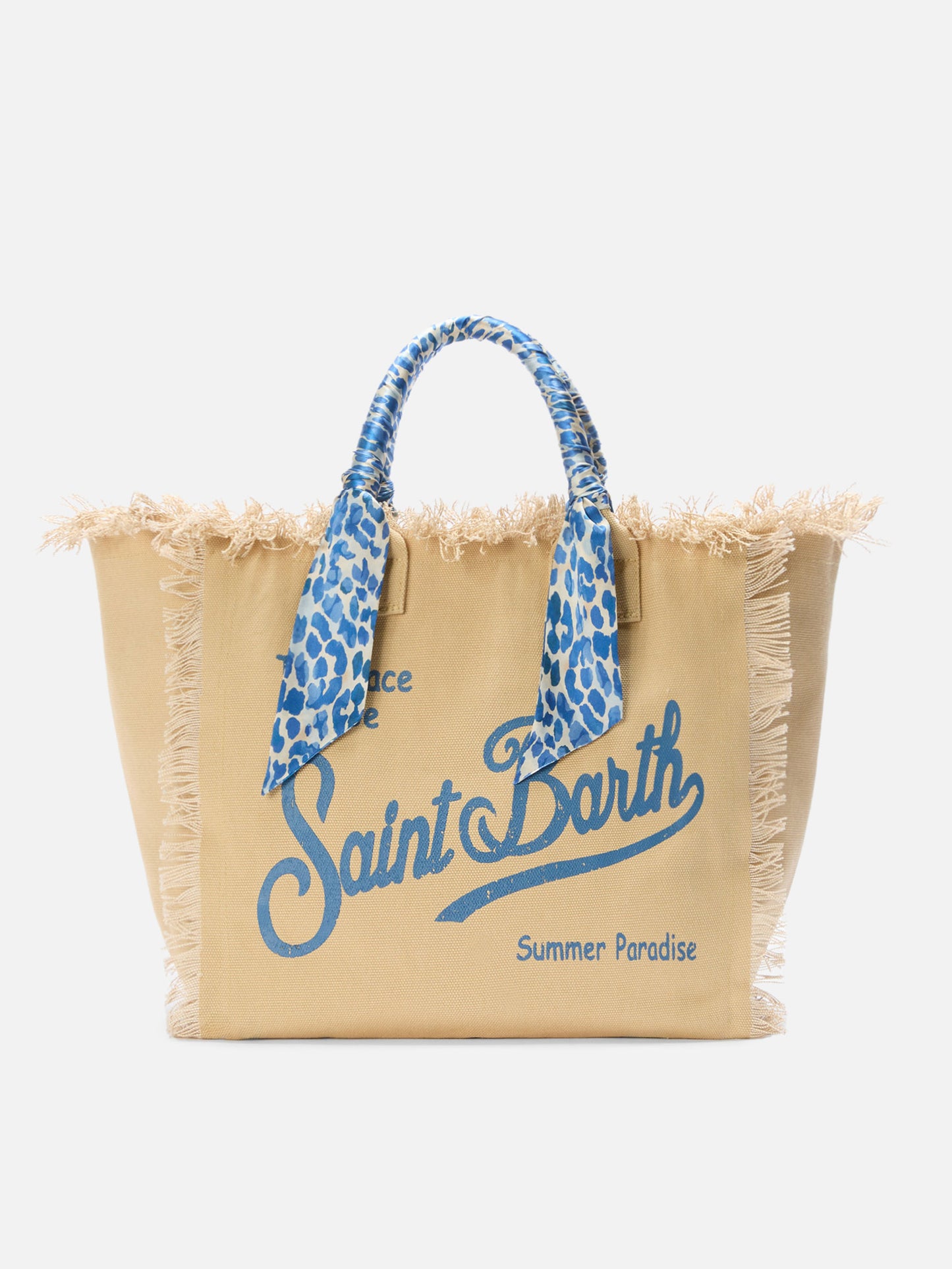 Borsa Vanity regular in canvas beige con twill applicato sul manico