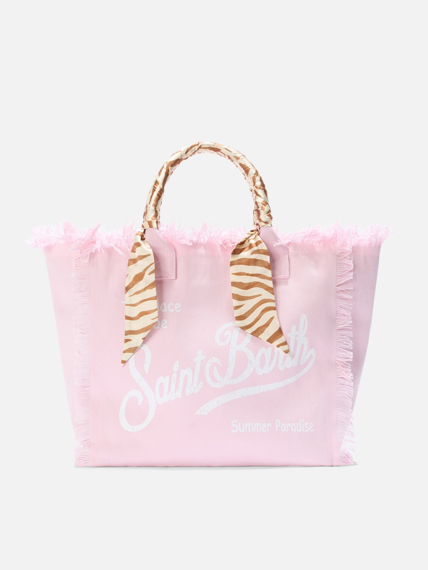 Borsa Vanity regular in canvas rosa con twill applicato sul manico