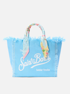 Borsa Vanity regular in canvas azzurro con twill removibile