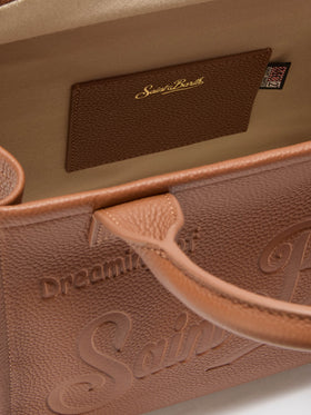 Borsa a spalla Vanity Bag Midi in pelle martellata cammello