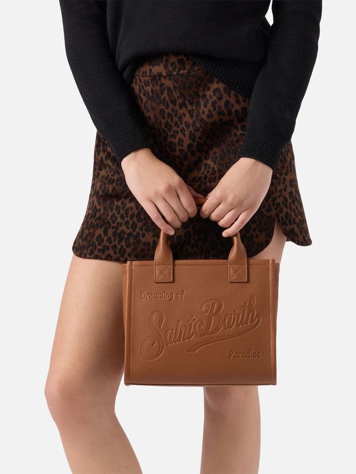 Borsa a spalla Vanity Bag Midi in pelle martellata cammello