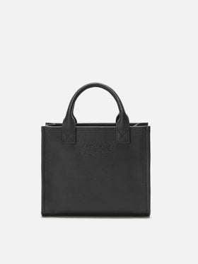 Borsa a spalla Vanity Bag Midi in pelle martellata nera