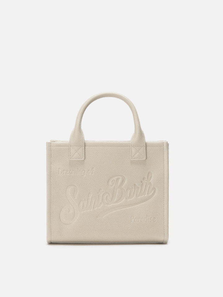 Vanity Bag Midi Schultertasche aus weißem, gehämmertem Leder