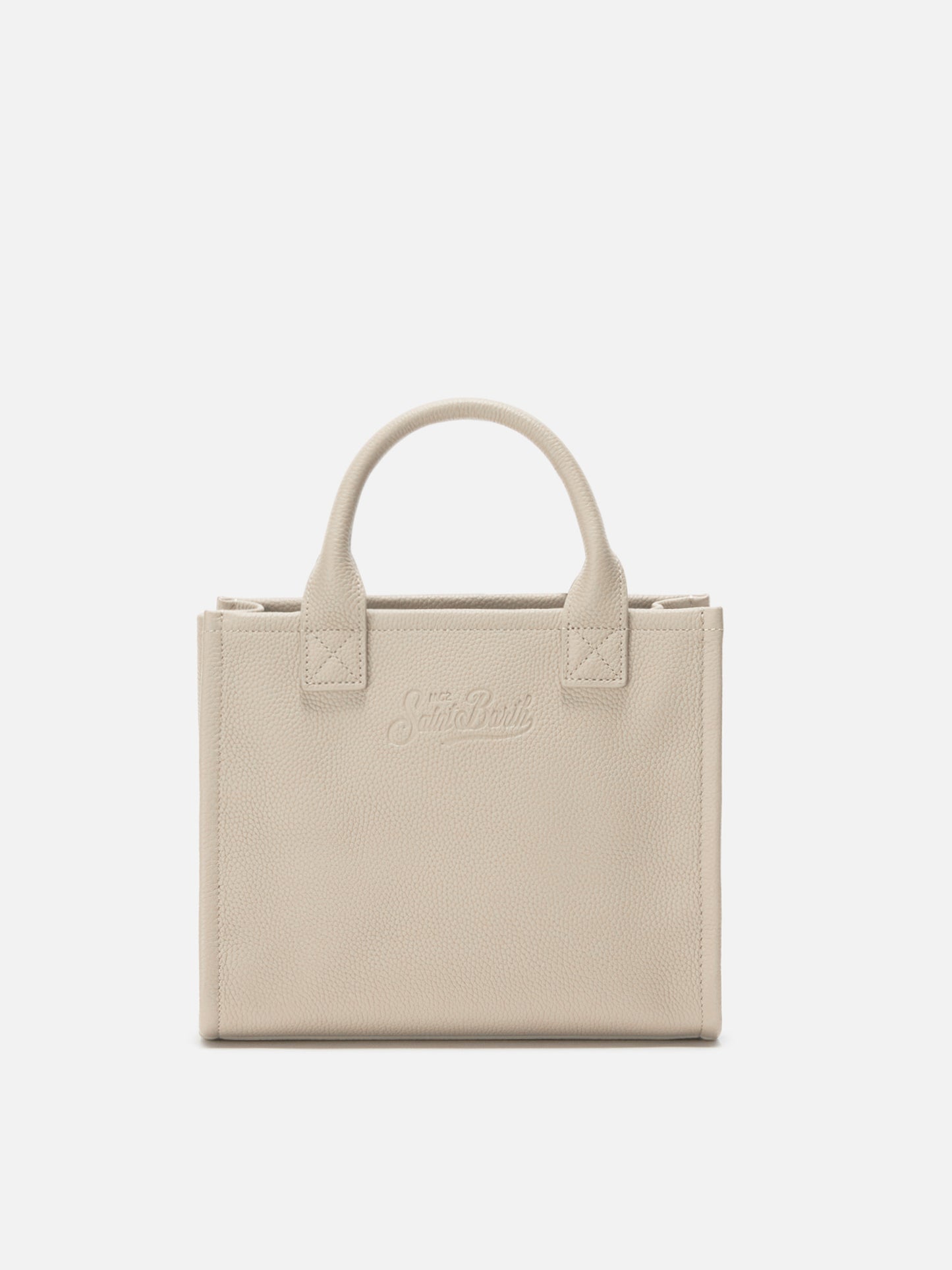 Vanity Bag Midi Schultertasche aus weißem, gehämmertem Leder