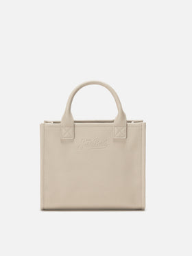 Vanity Bag Midi Schultertasche aus weißem, gehämmertem Leder