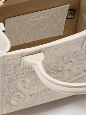 Vanity Bag Große Schultertasche aus weißem gehämmertem Leder