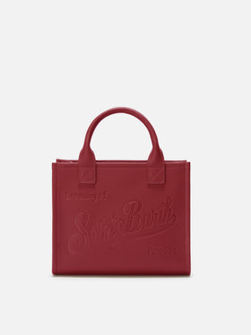 Vanity Bag Midi Shoulder Bag in burgundy hammered leather