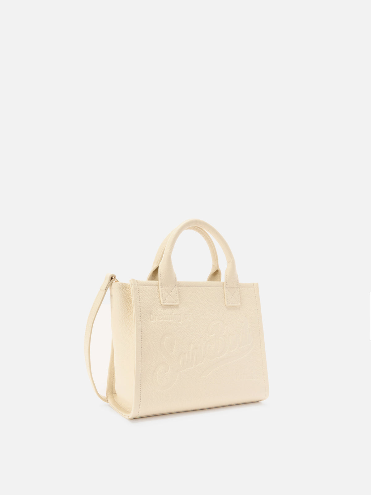 Vanity Medium Bag aus genarbtem Leder in Elfenbein 