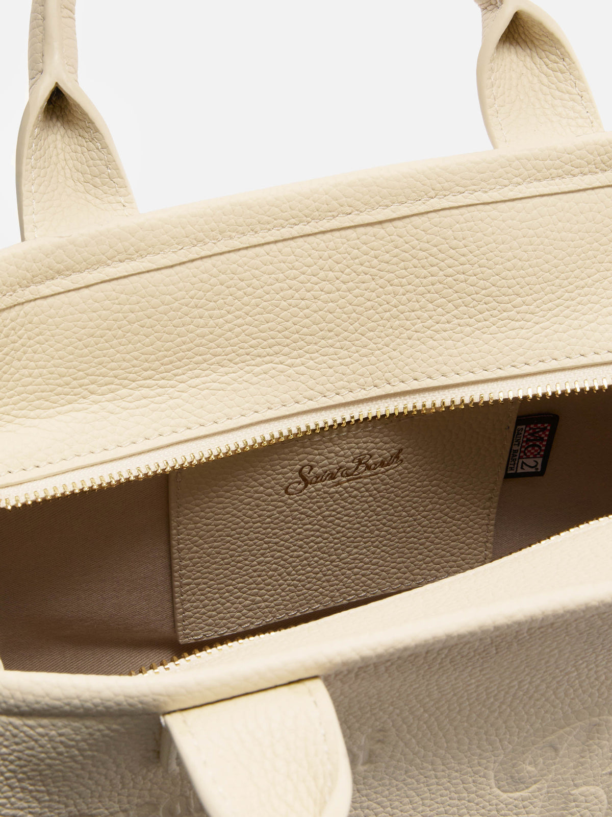 Vanity Medium Bag aus genarbtem Leder in Elfenbein 