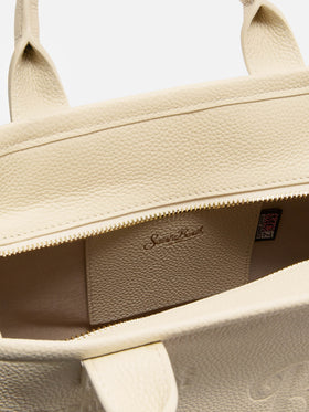 Vanity Medium Bag aus genarbtem Leder in Elfenbein 