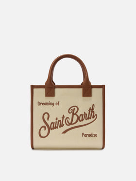 Borsa Vanity medium in canvas e pelle martellata