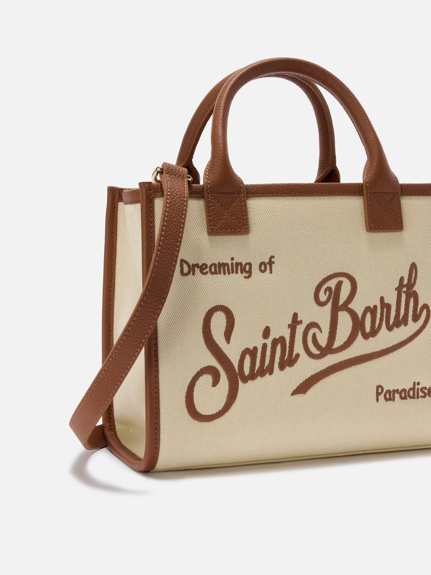 Borsa Vanity medium in canvas e pelle martellata