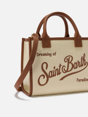 Borsa Vanity medium in canvas e pelle martellata