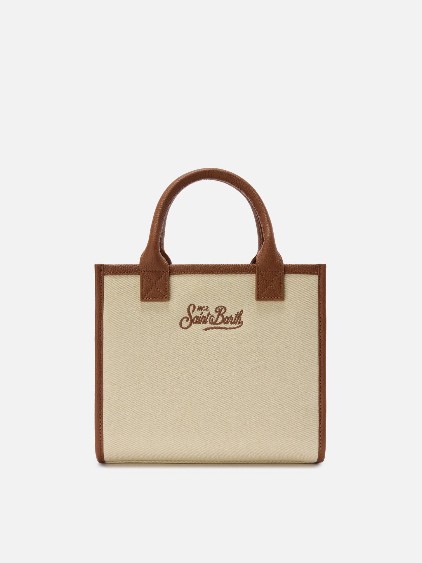 Borsa Vanity medium in canvas e pelle martellata
