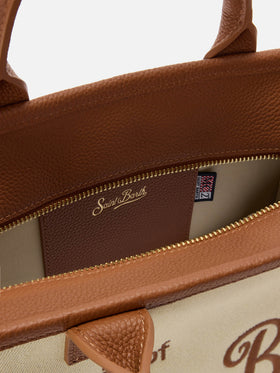 Borsa Vanity medium in canvas e pelle martellata