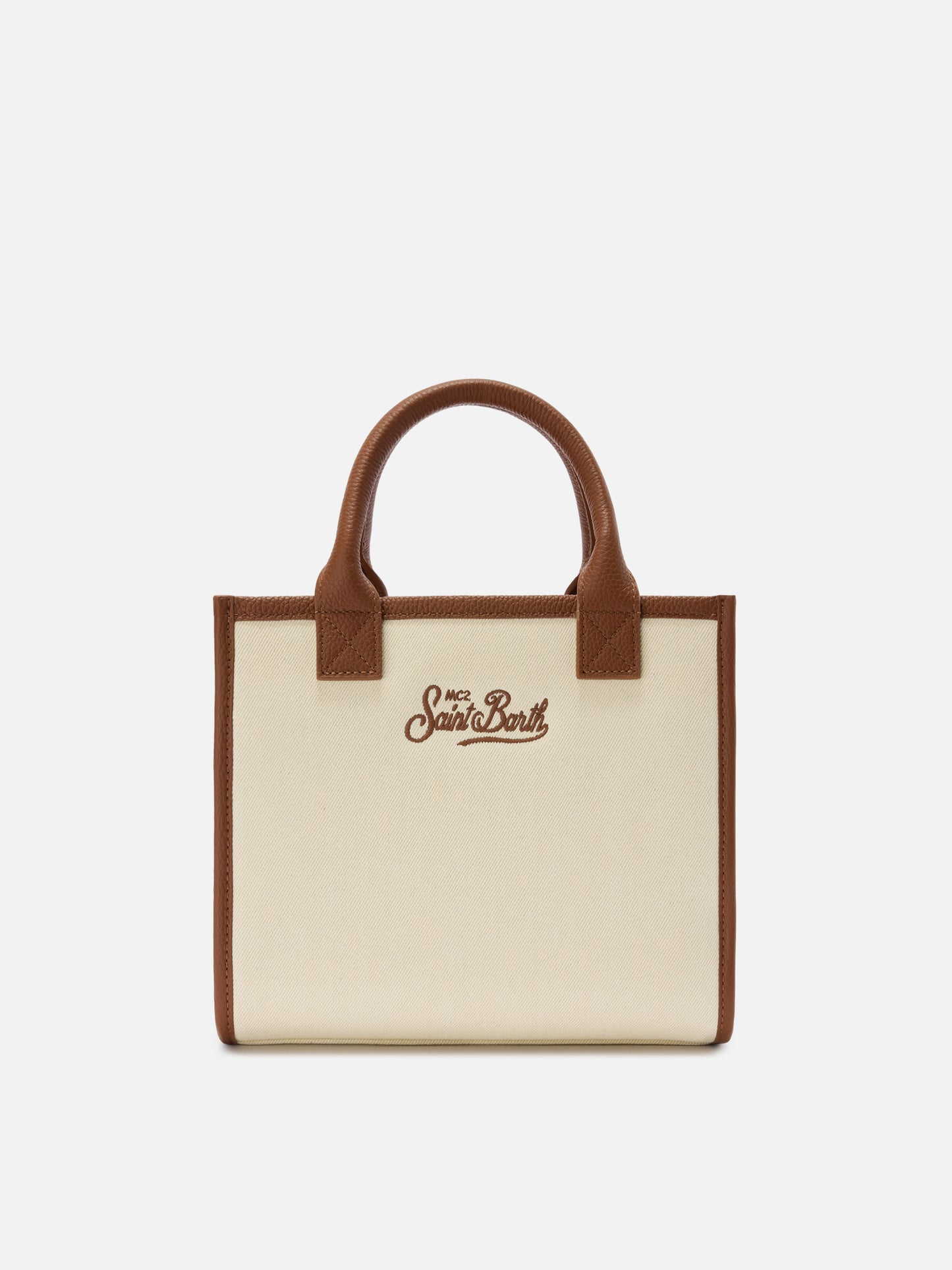 Borsa Vanity medium in canvas e pelle martellata